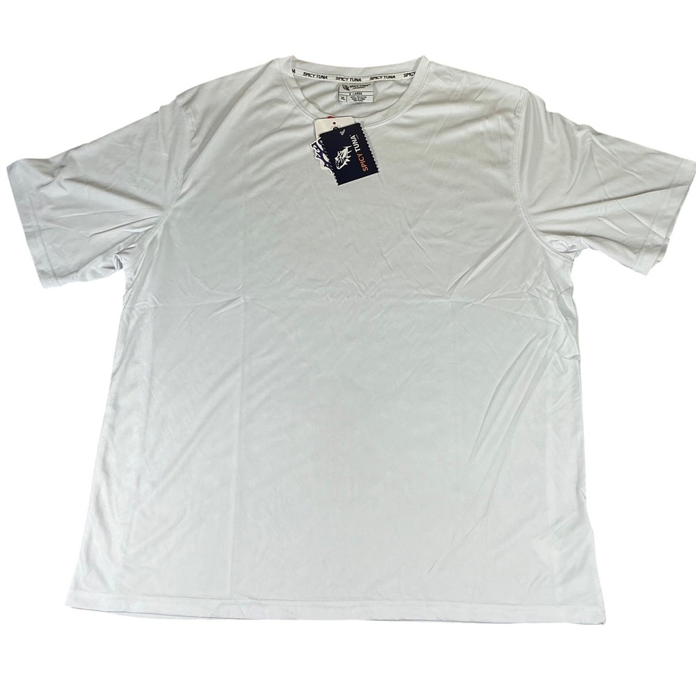 Spicy Tuna Performance UPF 40 White Athletic T Shirt Mens XL NWT
